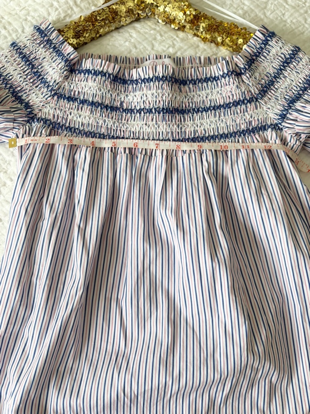 Parker Largo Striped Off Shoulder Blouse in Pink, White & Blue - Picture 4 of 9